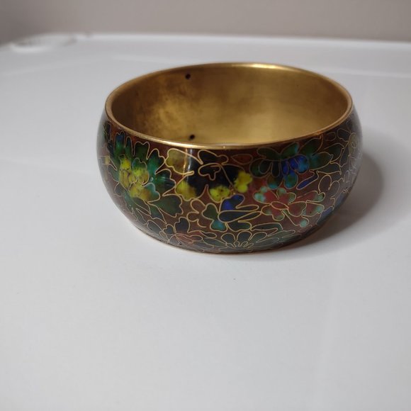 Pretty Multicolor Floral Large Vintage Bangle - Picture 7 of 16
